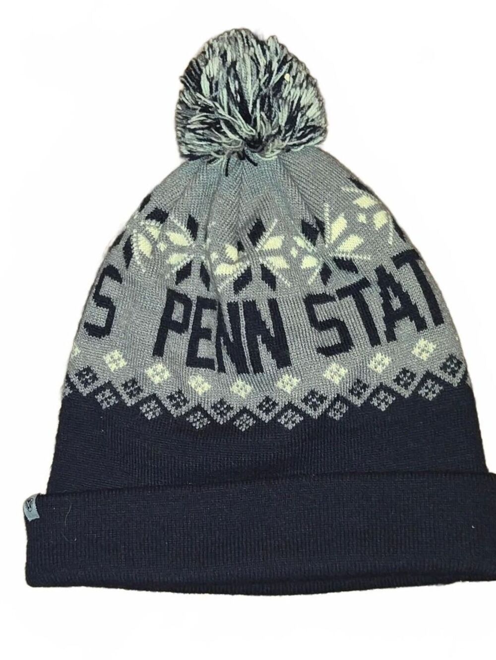 Penn State Beanie Winter Hat Pom Pom Top of the World Blue Gray